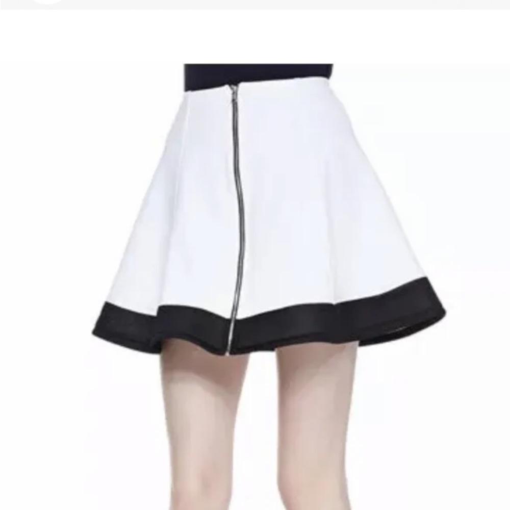 Cut25 by Yigal Azrouel White Ponte Tech Mesh-Hem Front-Zip A-Line Skirt 2 $300.